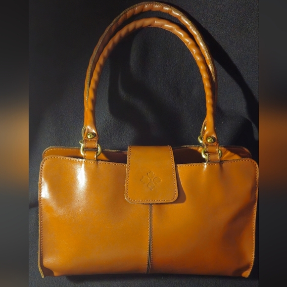 Patricia Nash Handbags - Patricia Nash Reinzo Cognac Brown Leather Satchel with Gold Hardware